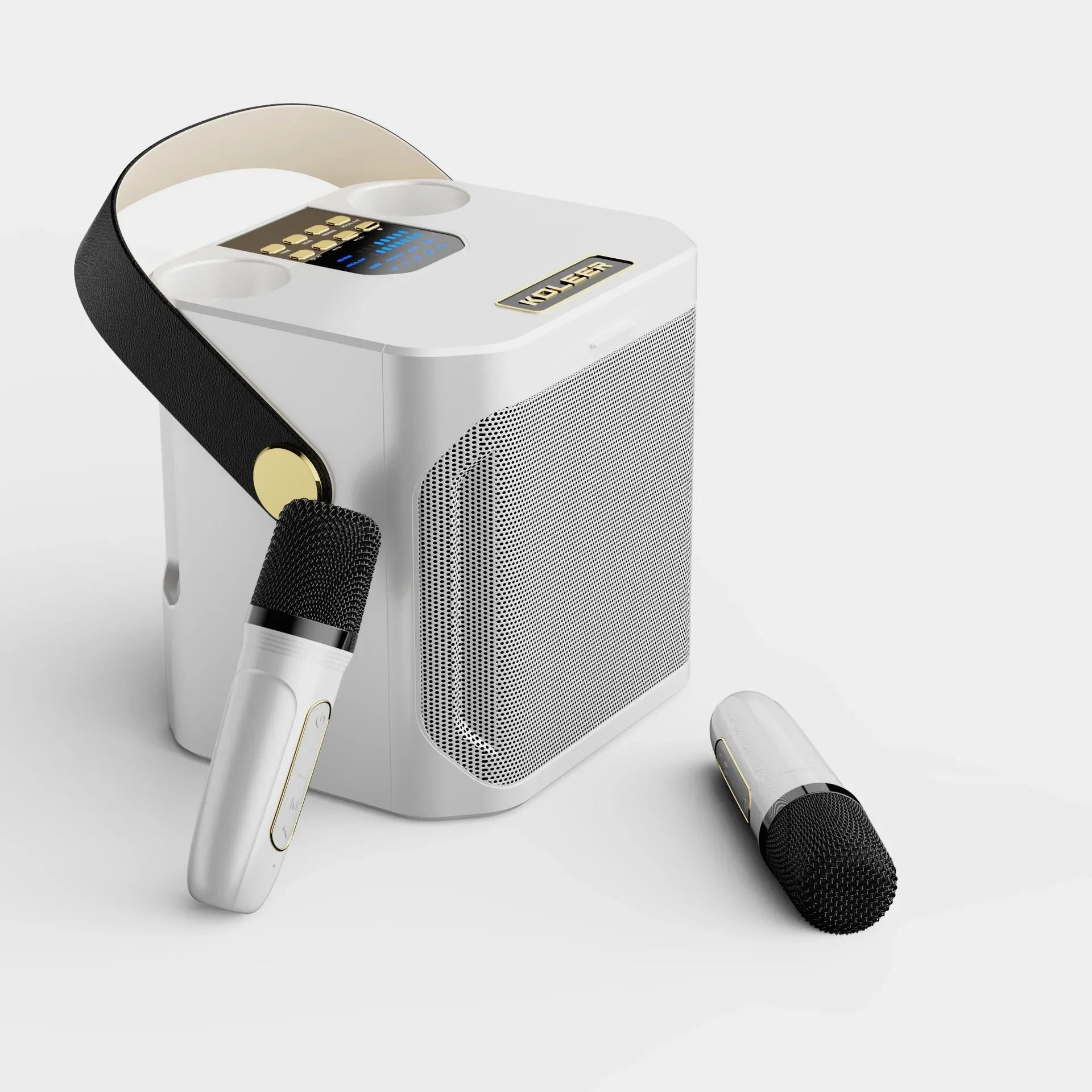 Leistungsstarker Karaoke Lautsprecher Bluetooth | Tragbarer 360 Stereo Doppeltes Mikrofon Subwoofer