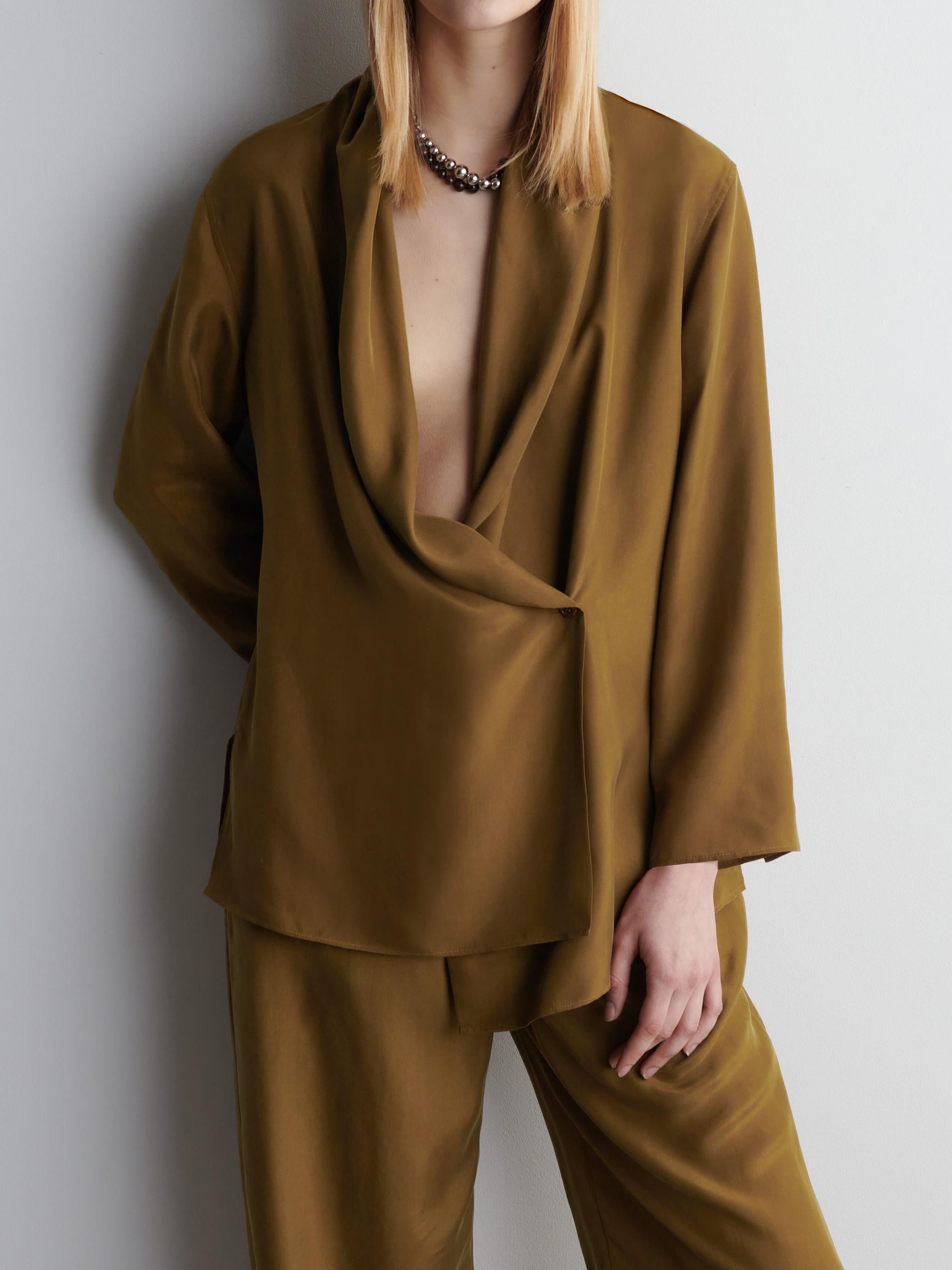 Zweiteiler Set | Wickelbluse Mit Weiter Hose