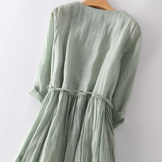 Damen Lässig Vintage Midi Kleid