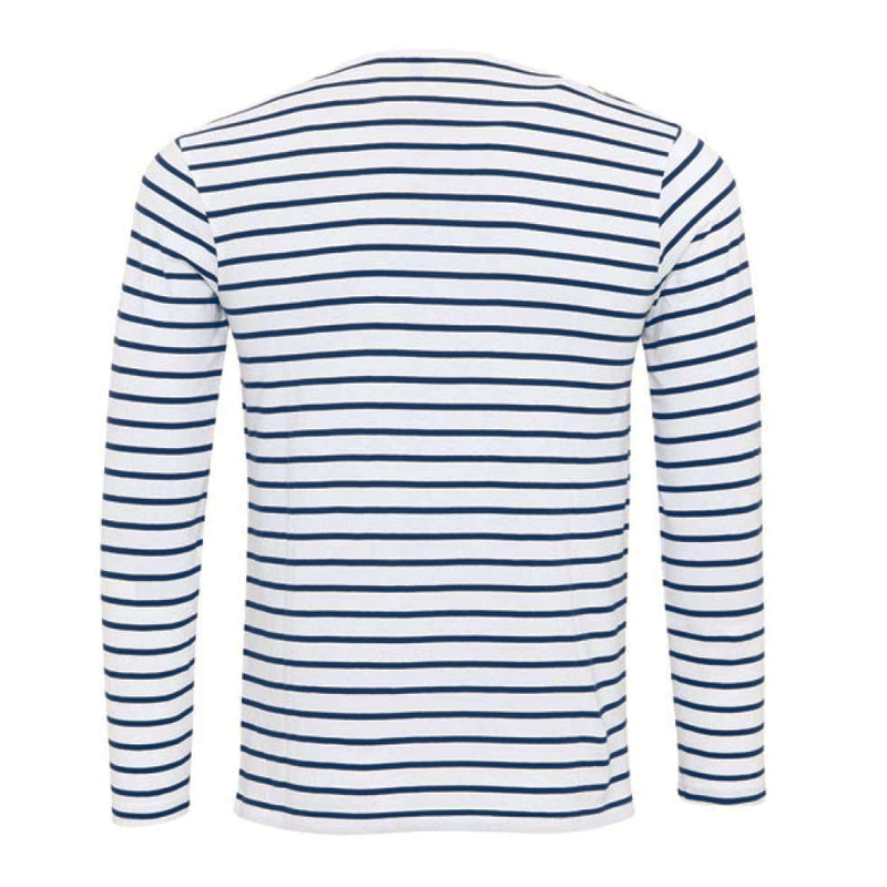 Langarm T Shirt | Gestreift Knopfleiste