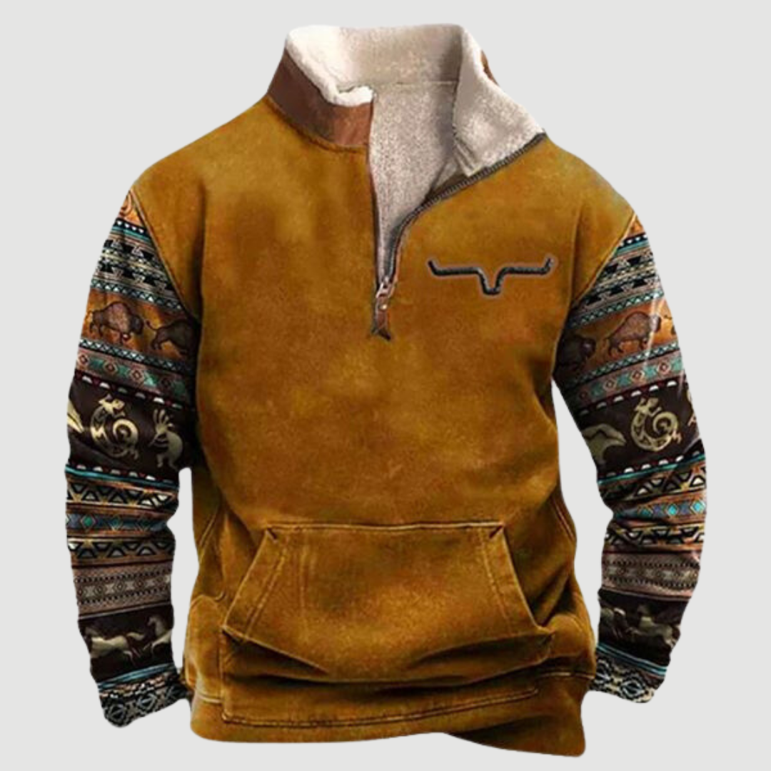Pullover Reißverschluss | Ethno Muster Ärmel