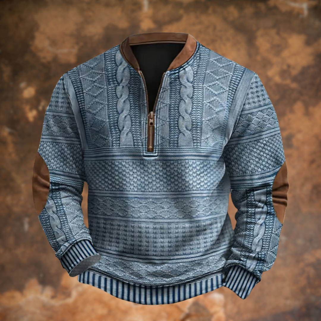 Pullover Mit Reißverschluss - Strukturiertes Musterdesign