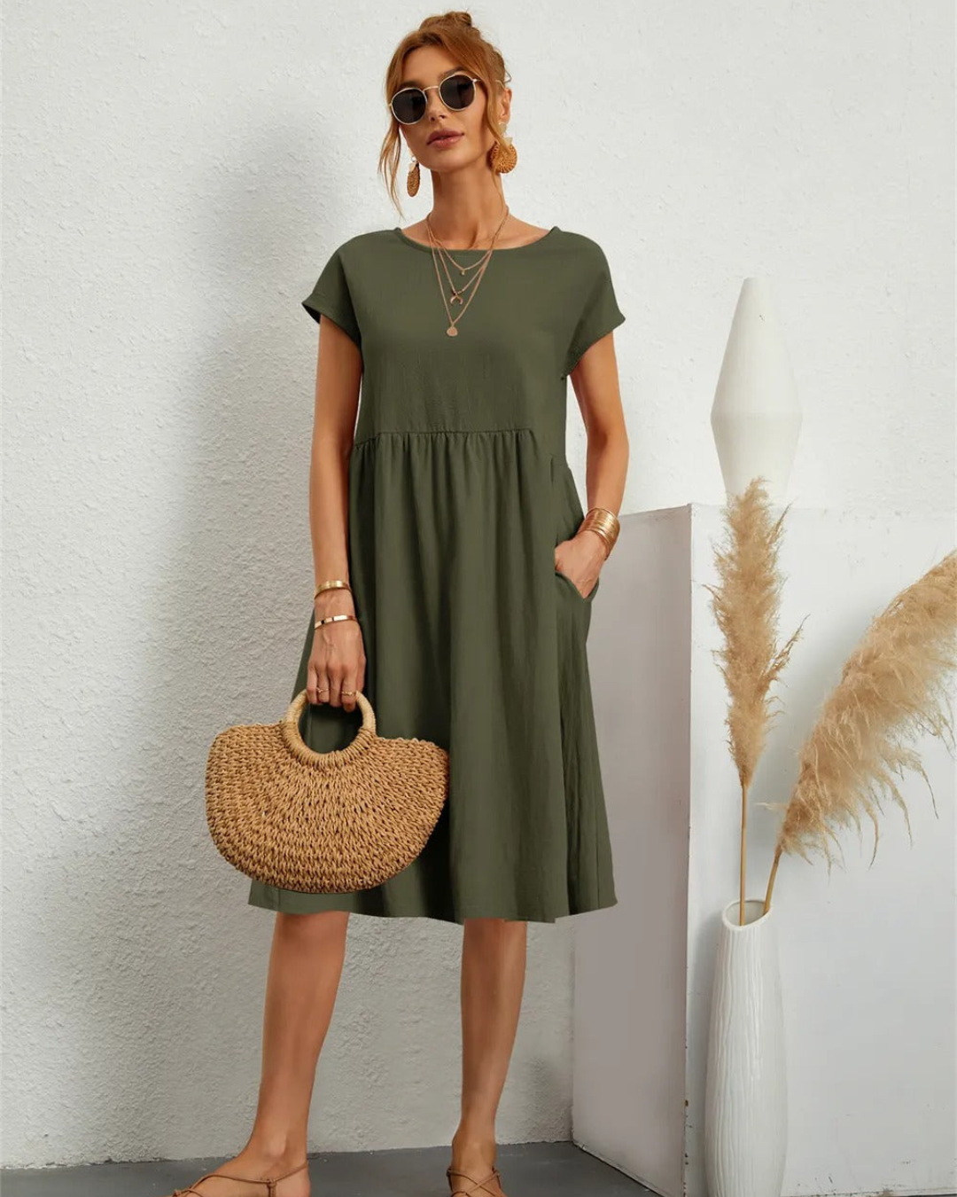 Damen Sommer Midi StrandKleid