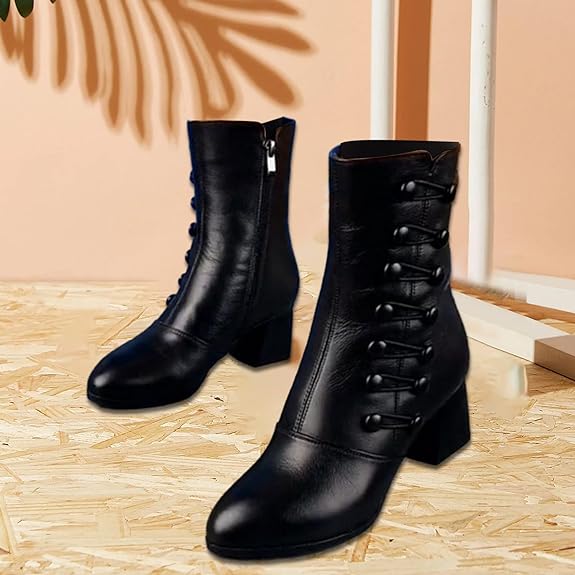Schnürstiefeletten | Blockabsatz mit Reißverschluss