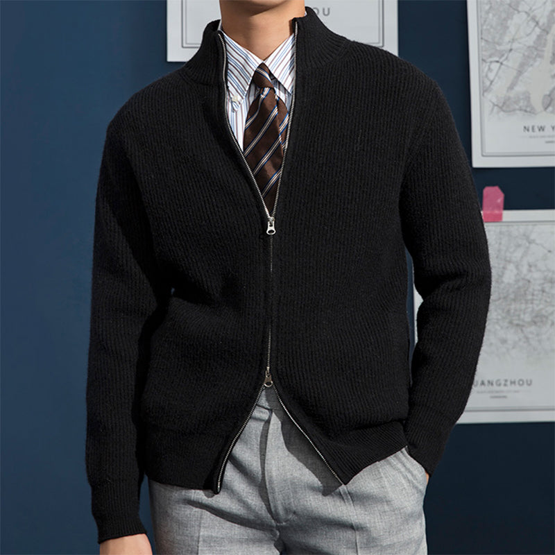 Pullover mit Reißverschluss - Gerippter Schnitt und Stehkragen