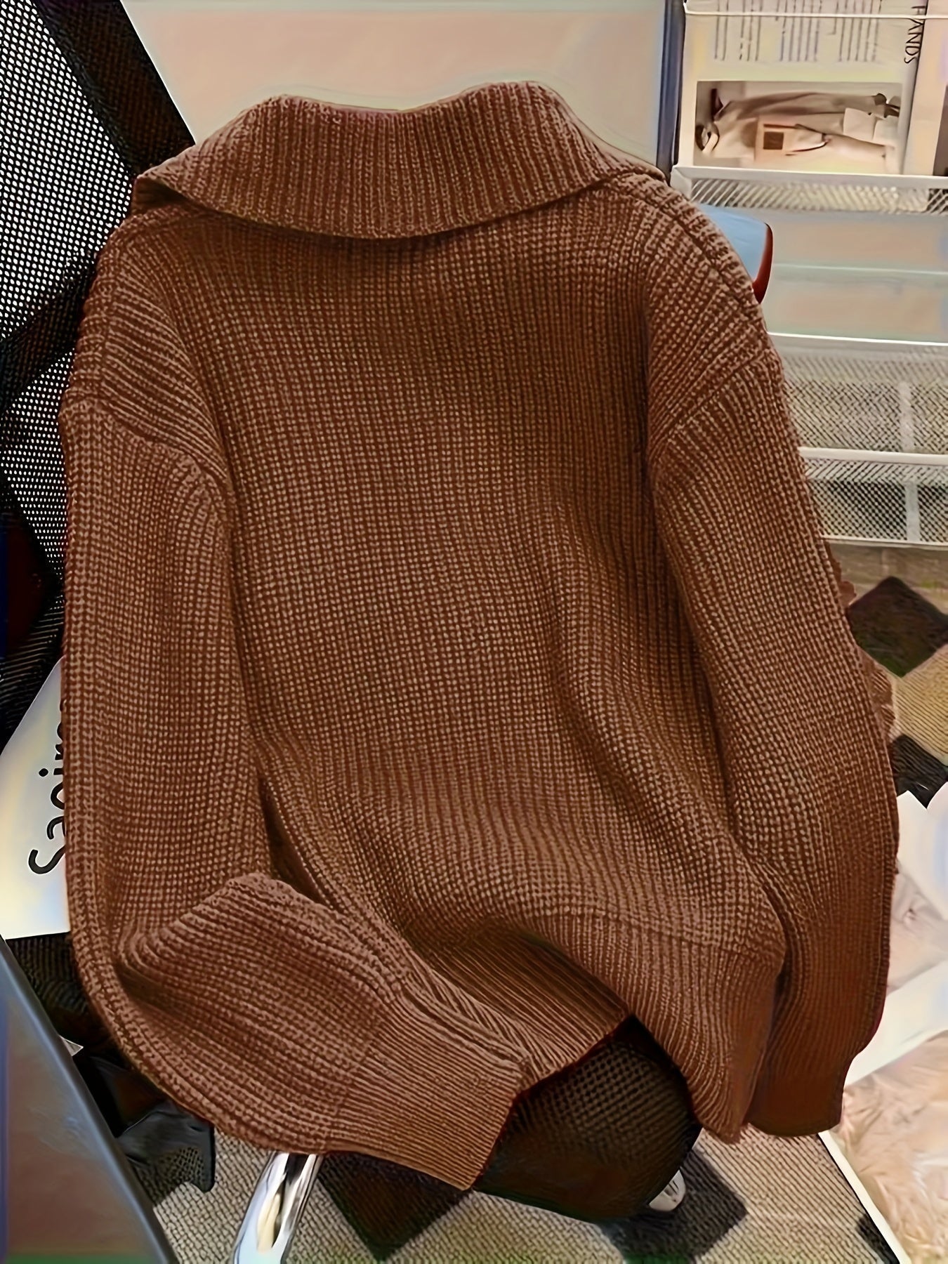 Strickjacke | Breite Knöpfe Kragen