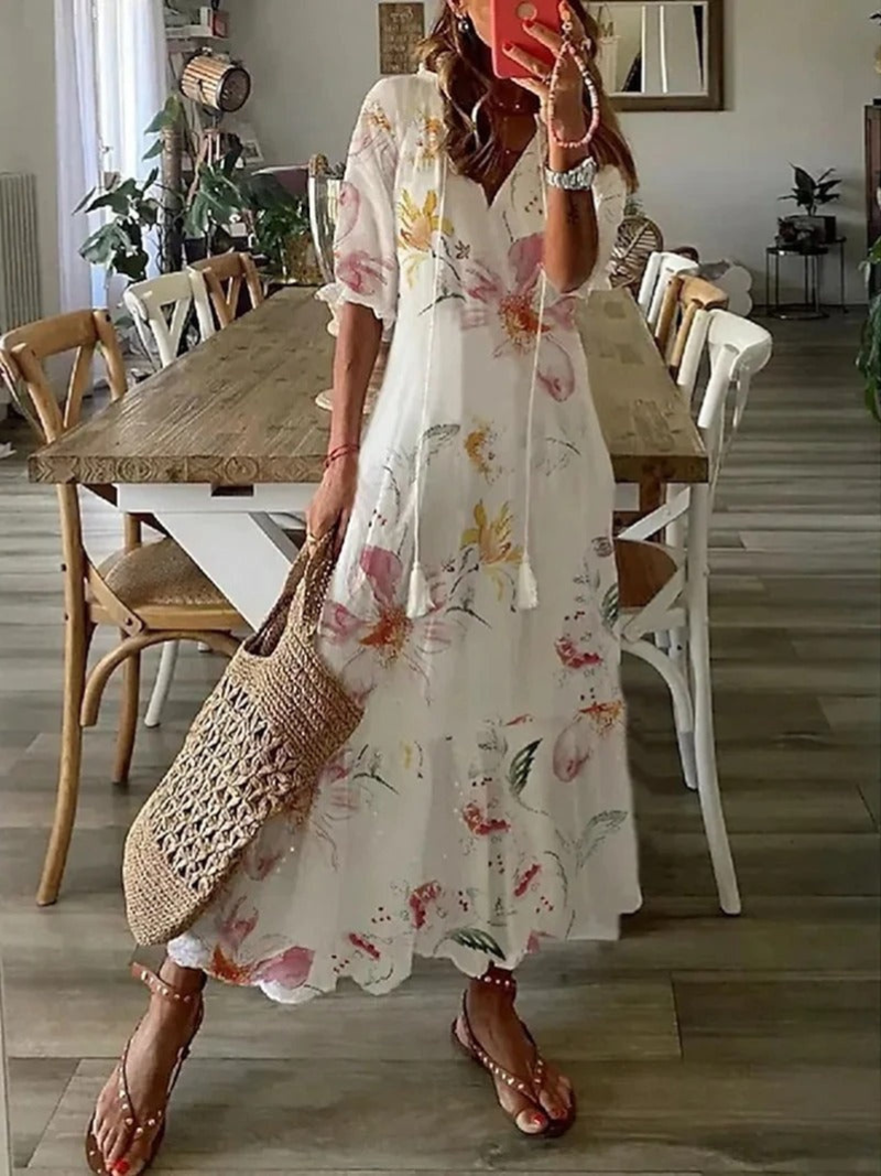 Damen Tunika Strand Maxi Kleid
