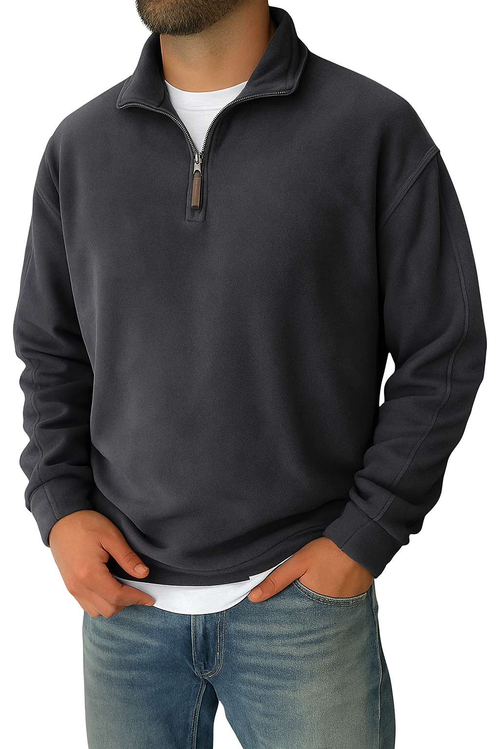 Pullover Halbreißverschluss | Klassischer Stehkragen