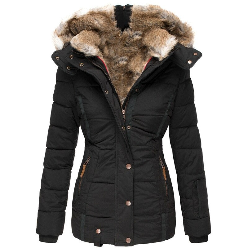 Winter Parka Jacke mit Kapuze - Tailliert mit Reißverschluss