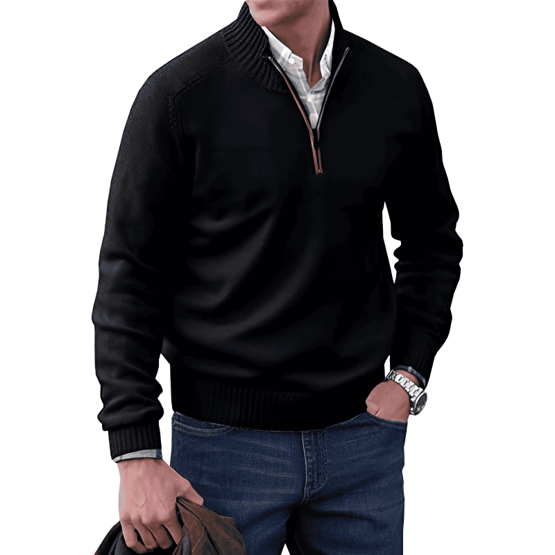 Reißverschluss Pullover | Gerippter Stehkragen