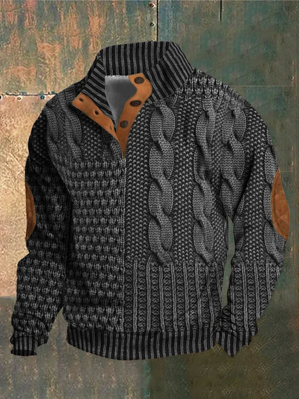 Strickpullover | Strukturmuster Mit Knopfleiste