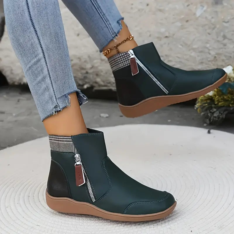 Winterstiefel Damen Mit Reißverschluss | Gepolsterter Schaft Winterschuhe