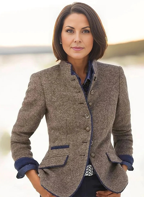 Blazer Mit Stehkragen | Taillierter Schnitt Mit Knopfleiste