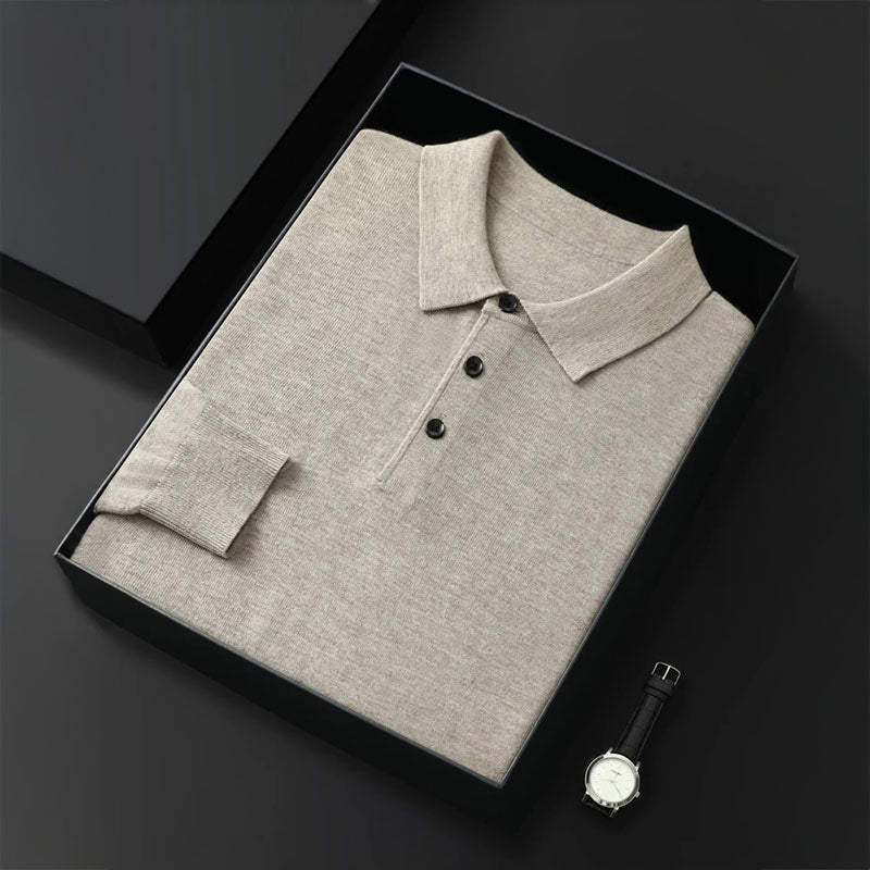 Langarm Polo Shirt | Klassischer Kragen Knopfleiste