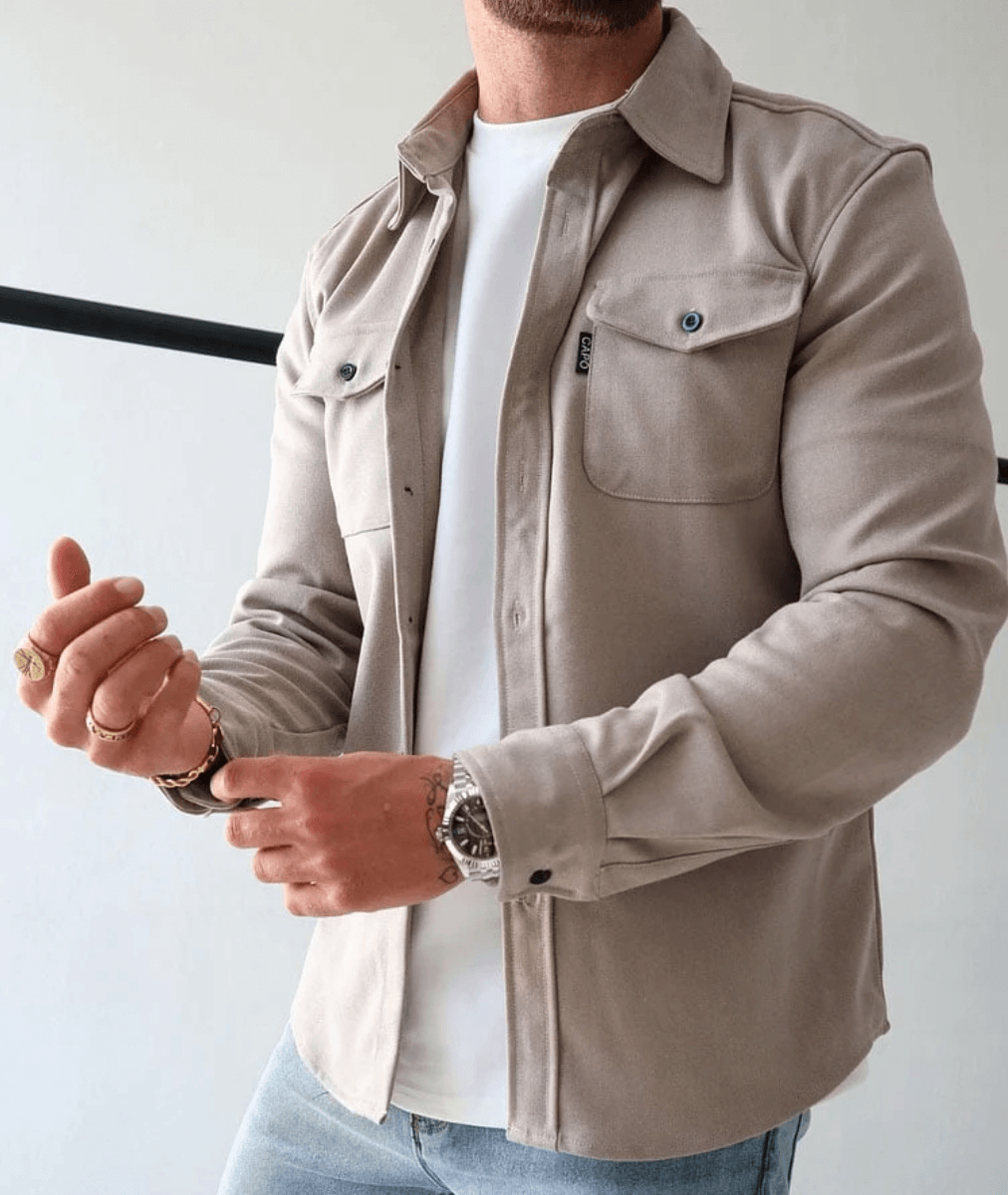 Overshirt Jacke Herren - Hemdjacke mit Brusttaschen