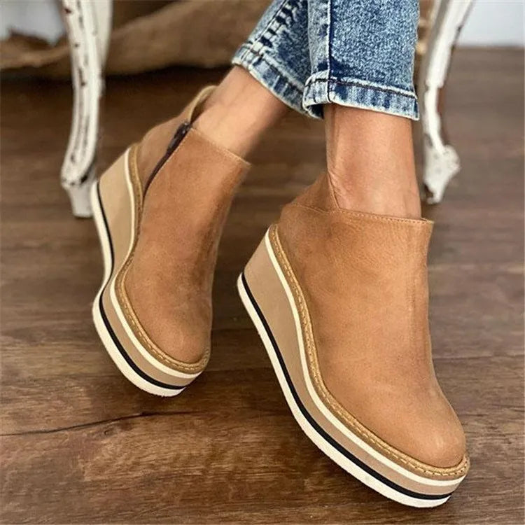 Plateau Stiefeletten - Modernes Keilabsatz Design