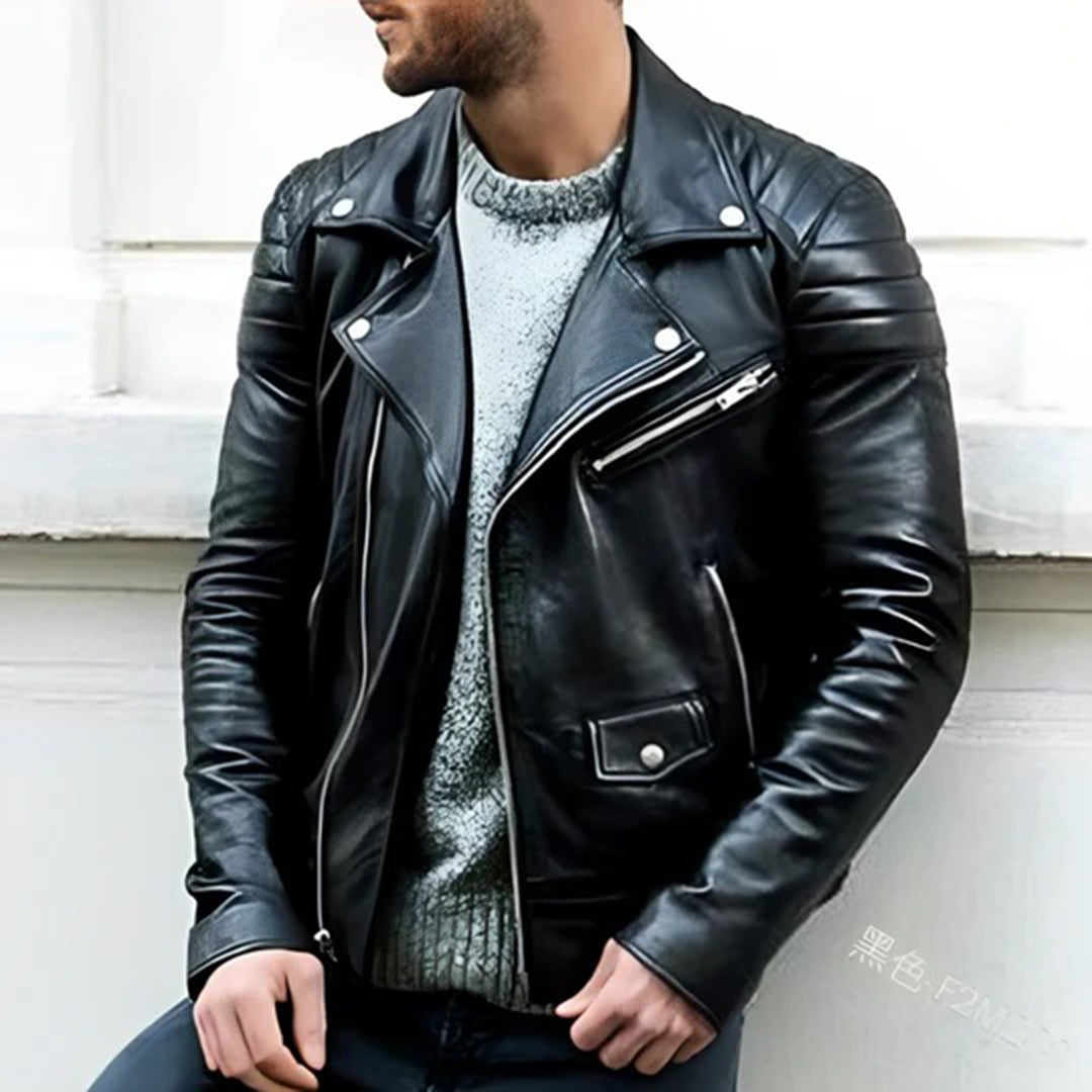 Biker Jacke Herren - Kurzschnitt mit Reißverschlüssen