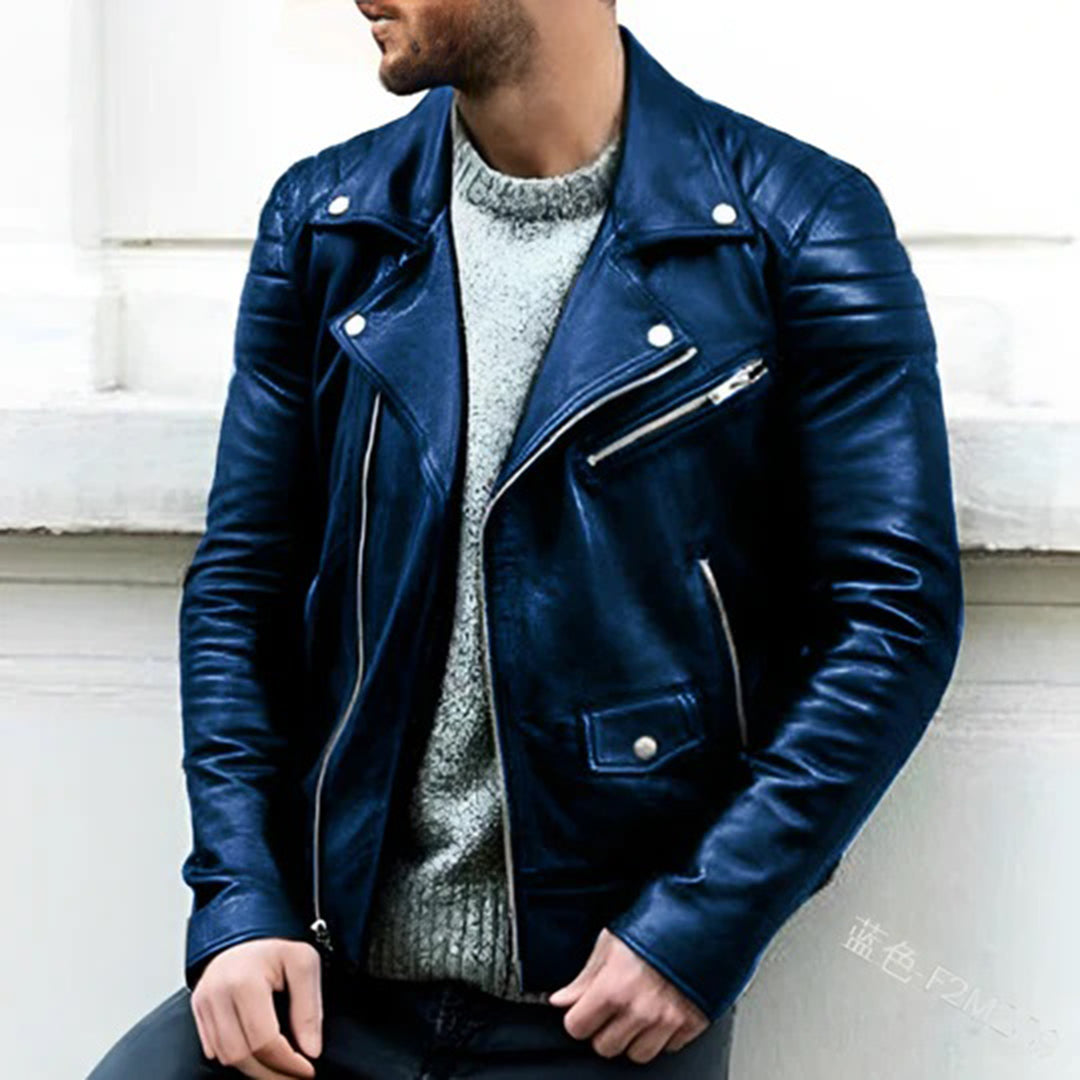 Biker Jacke Herren - Kurzschnitt mit Reißverschlüssen