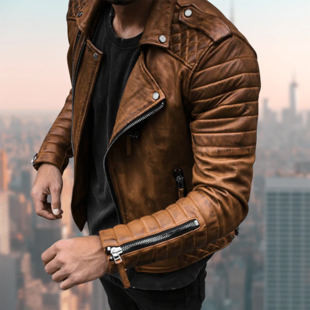 Biker Jacke Herren | Kurzschnitt mit Reißverschlüssen