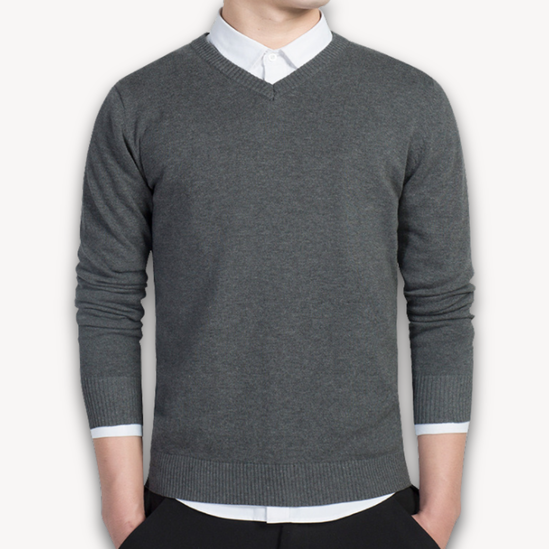 V Ausschnitt Pullover - Schmaler Schnitt für Business und Alltag
