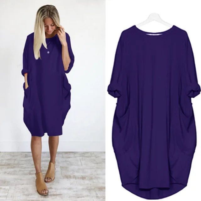 Damen Locker geschnittenes T-Shirt Midi Kleid