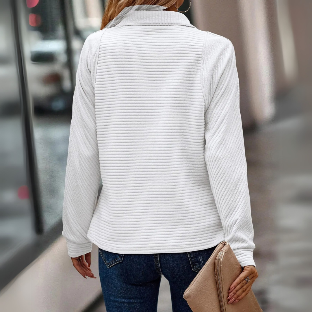 Pullover mit Reißverschluss – Gerippter Stehkragen