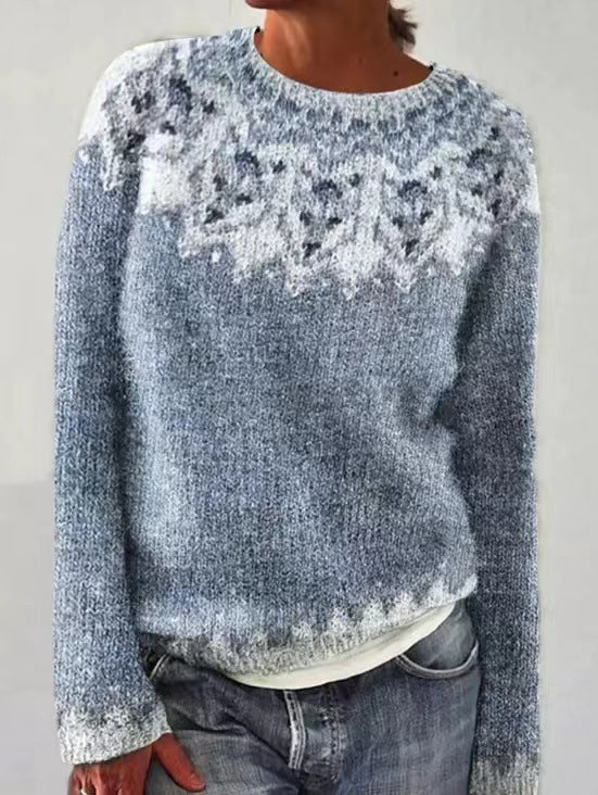 Pullover | Rundhalsausschnitt mit Strickmuster