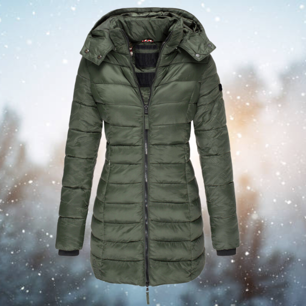 Winter Steppmantel mit Kapuze | Langer Schnitt