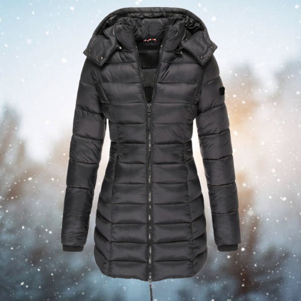 Winter Steppmantel mit Kapuze | Langer Schnitt