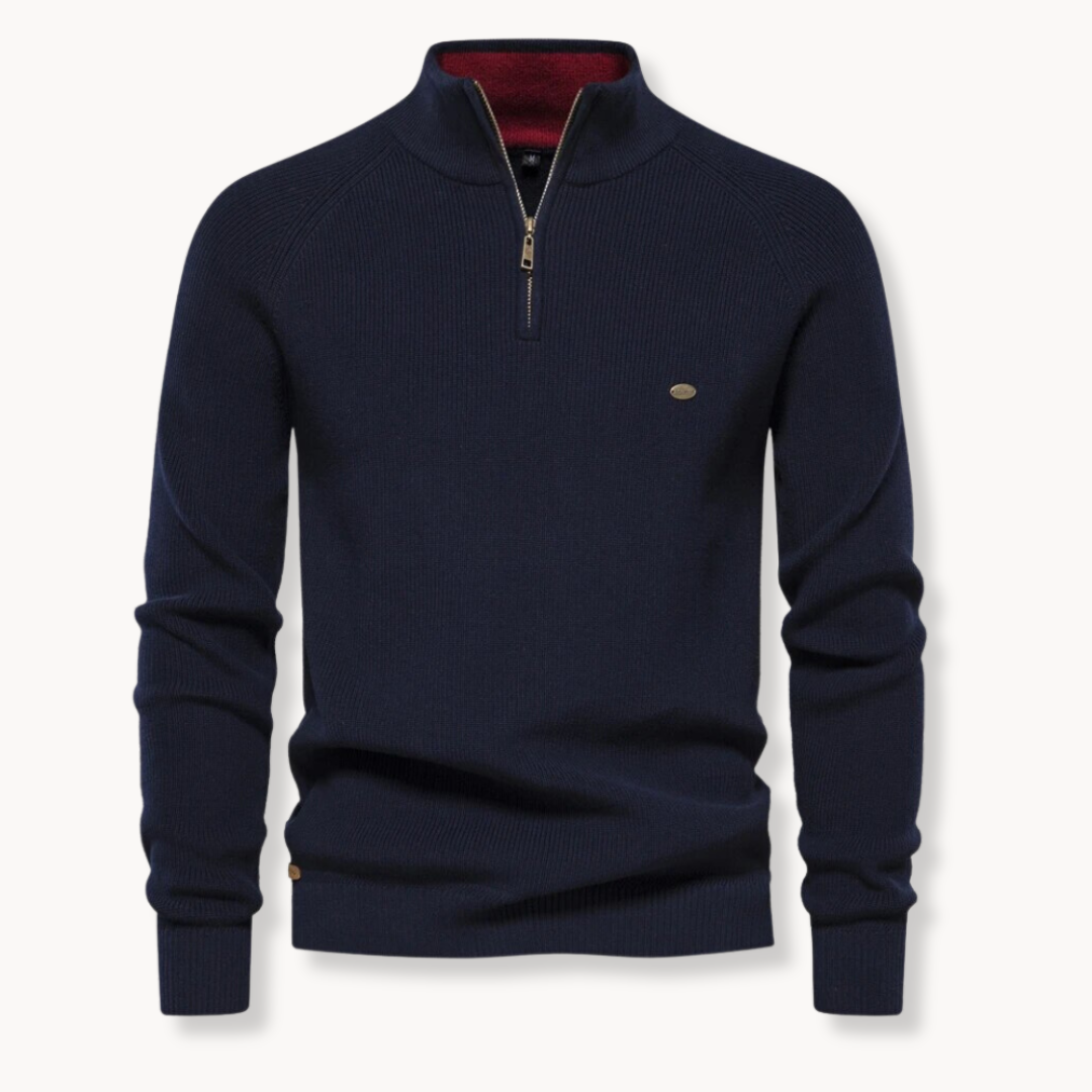 Pullover mit Reißverschluss - Stehkragen und Schmale Passform