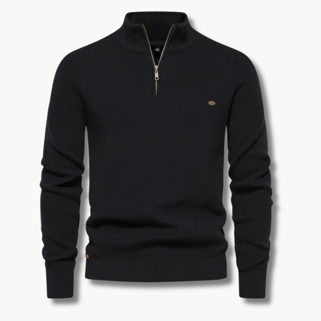 Pullover mit Reißverschluss - Stehkragen und Schmale Passform