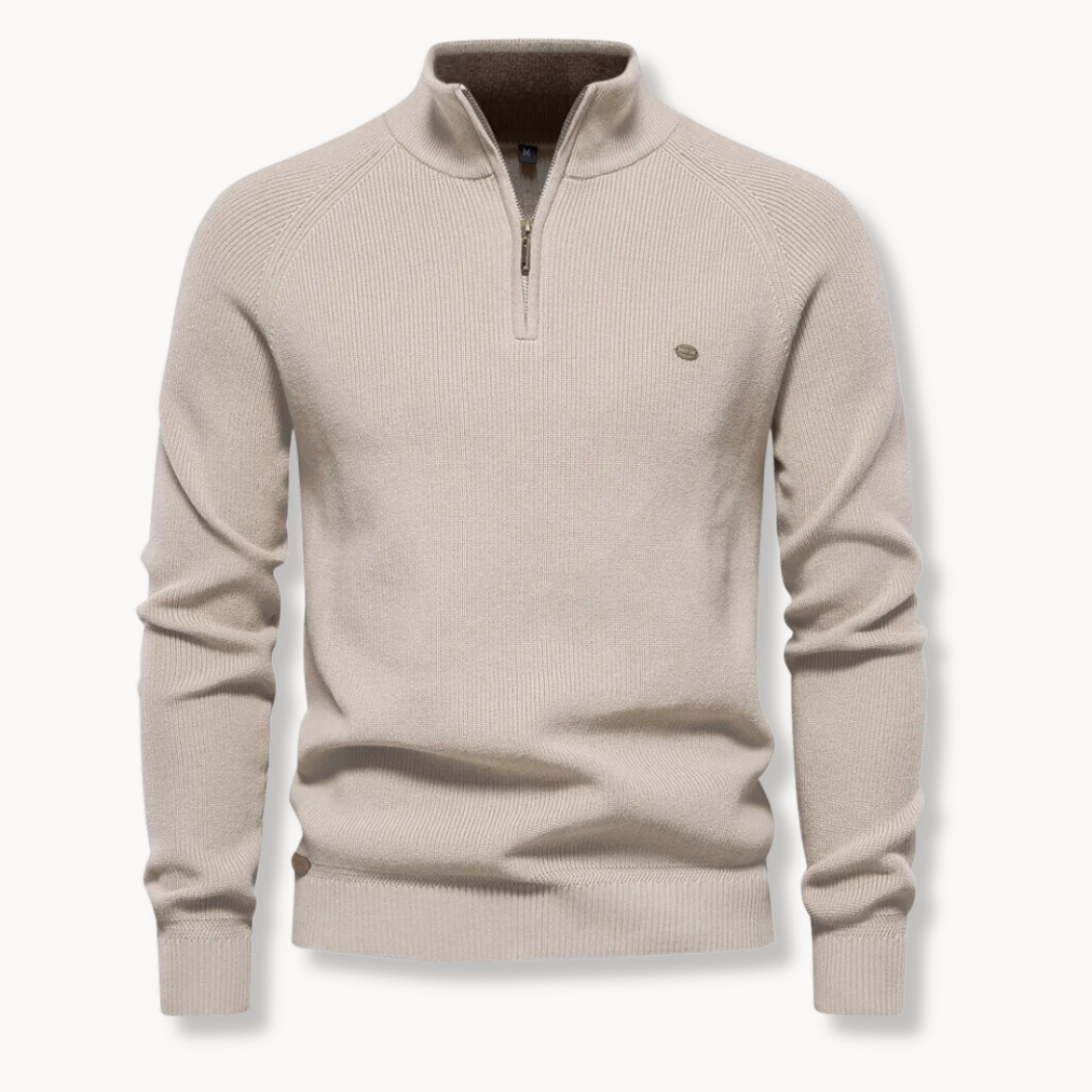 Pullover mit Reißverschluss - Stehkragen und Schmale Passform
