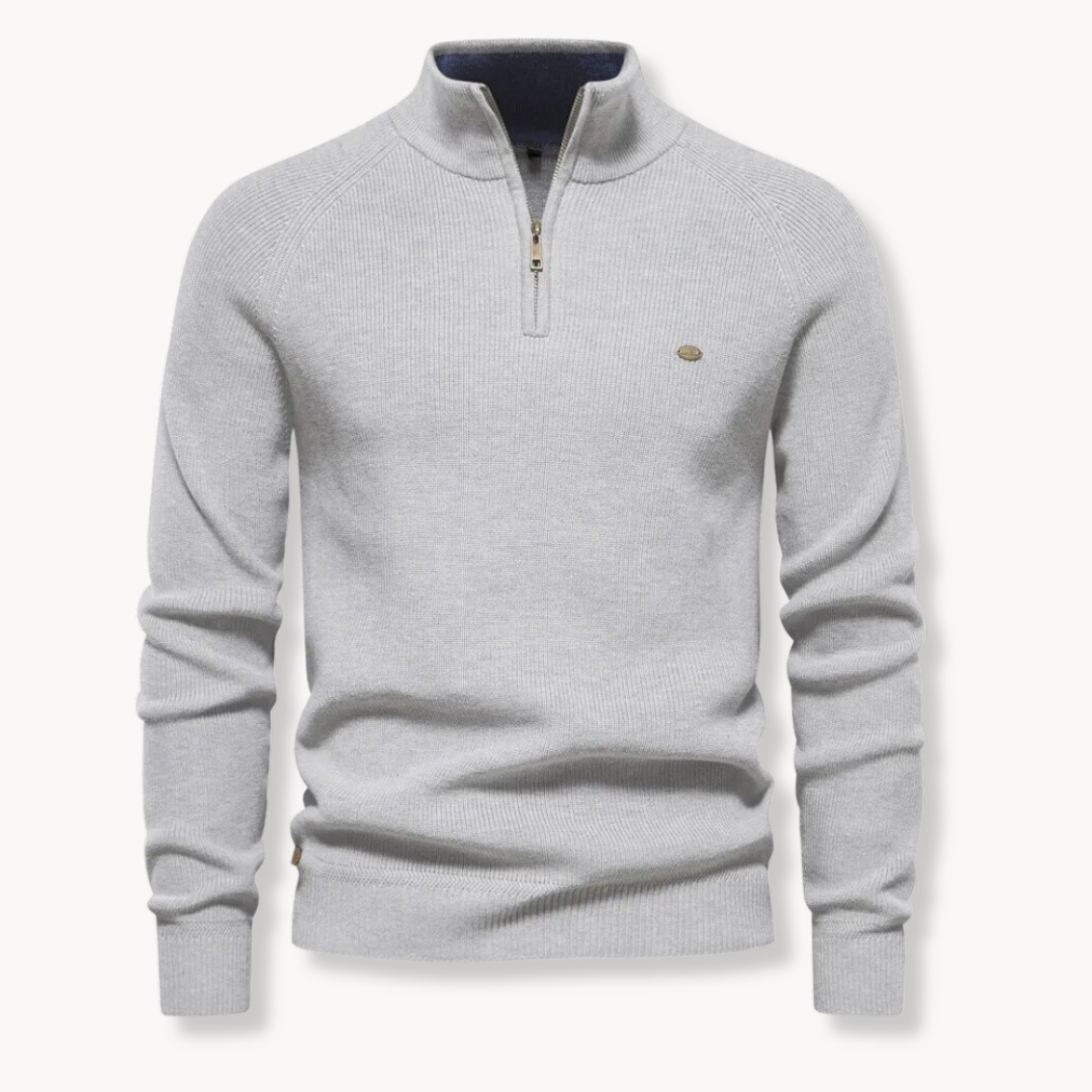 Pullover mit Reißverschluss - Stehkragen und Schmale Passform