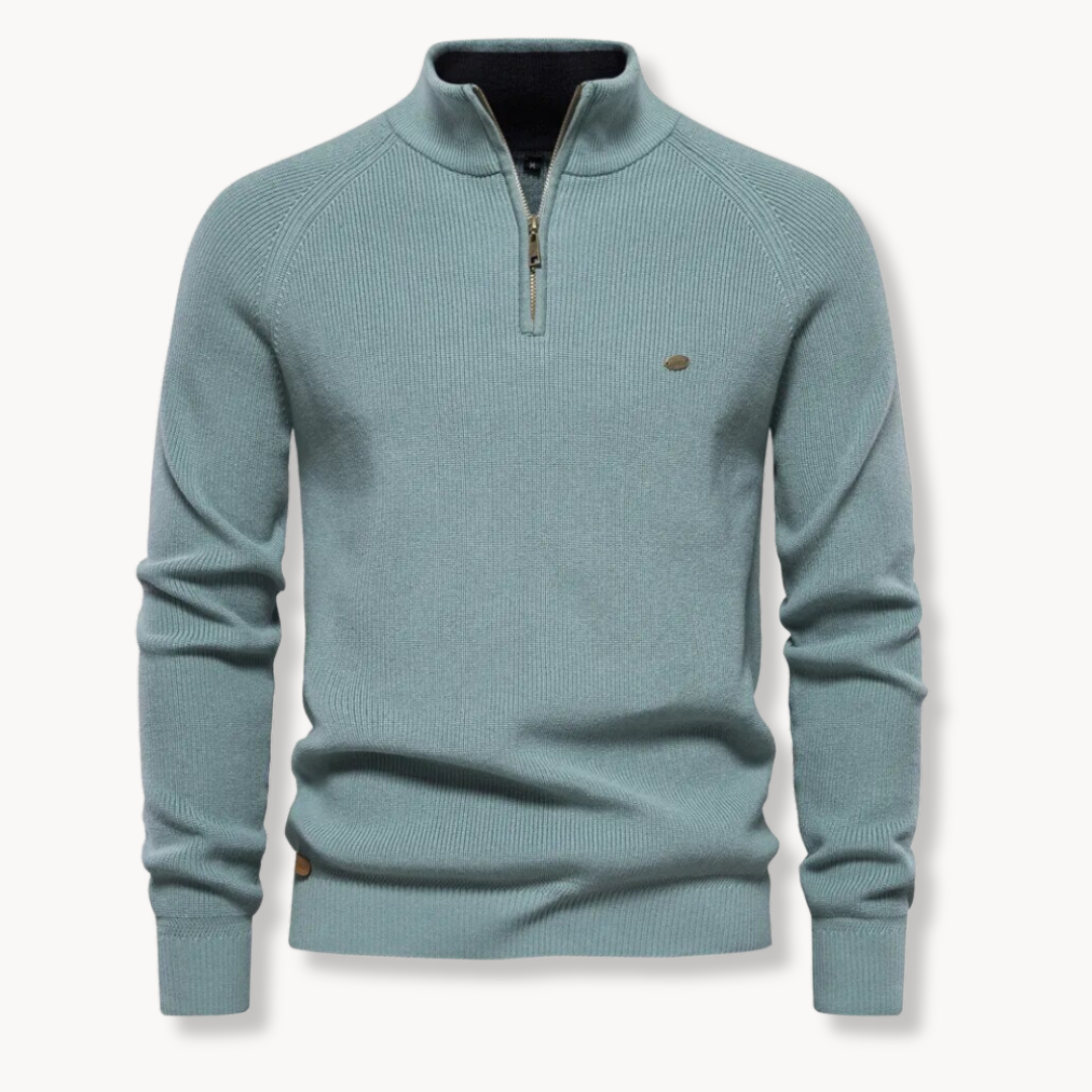 Pullover mit Reißverschluss - Stehkragen und Schmale Passform