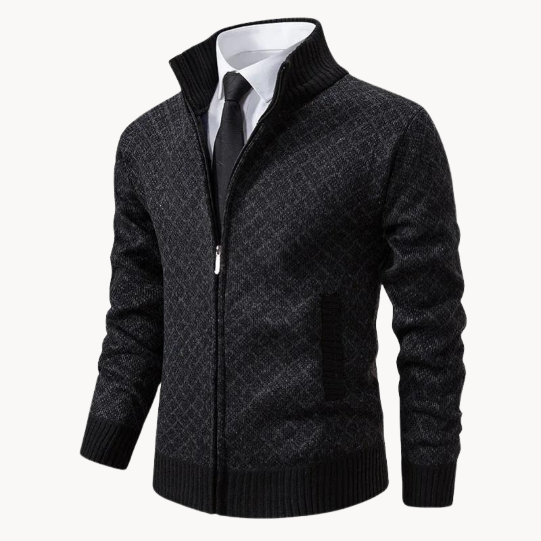 Pullover mit Reißverschluss - Gerippter Kragen und Strukturmuster