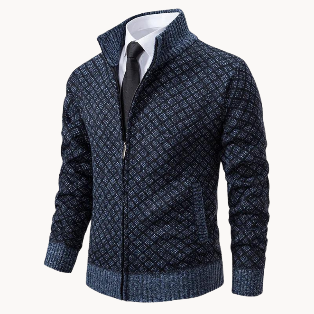 Pullover mit Reißverschluss - Gerippter Kragen und Strukturmuster