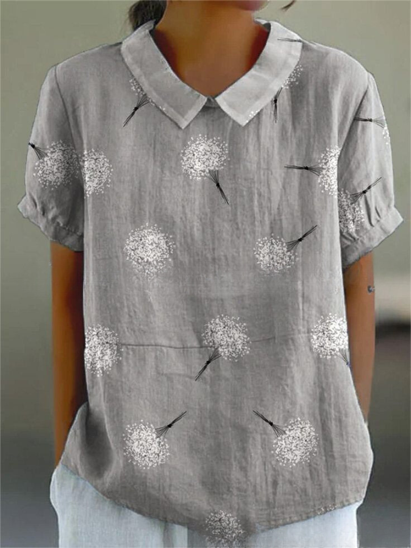 Damen Sommer Blumendruck Hemd