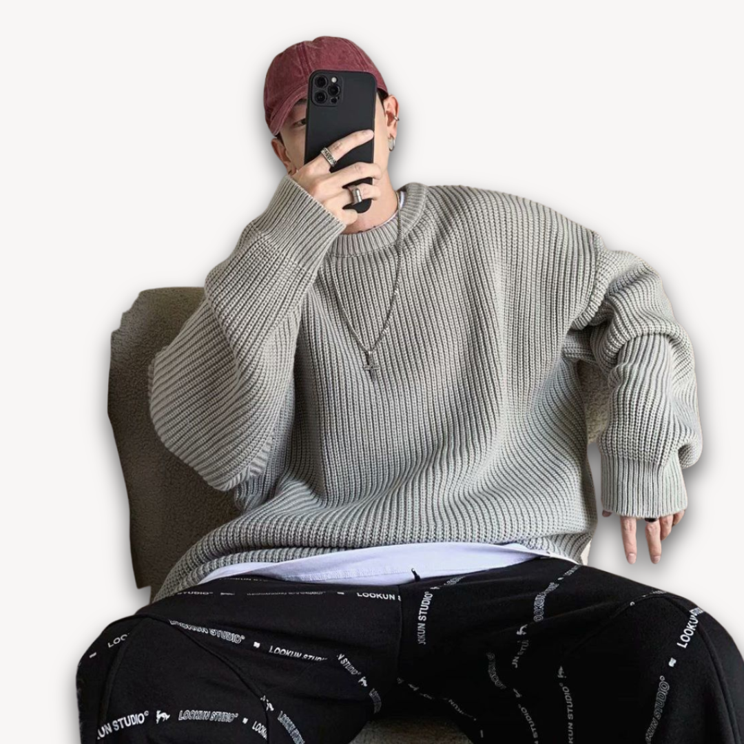Strickpullover - Oversized Schnitt mit Rundhalsausschnitt