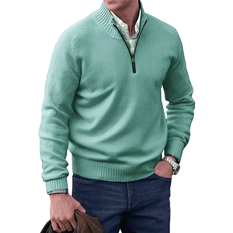 Reißverschluss Pullover | Gerippter Stehkragen