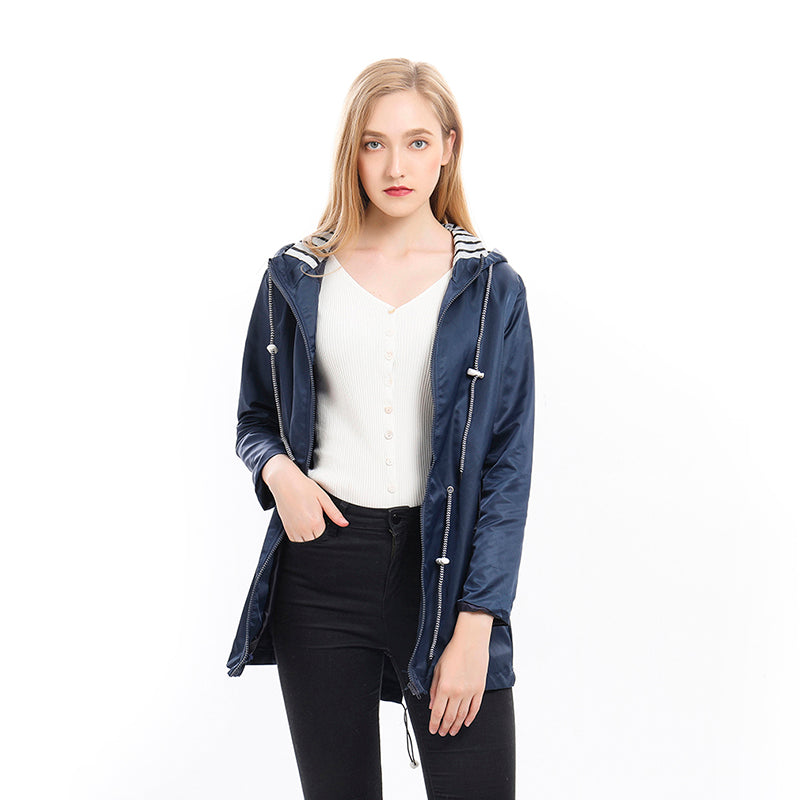Übergangsjacke Mit Kapuze - Lässiger Schnitt Mit Kordelzug
