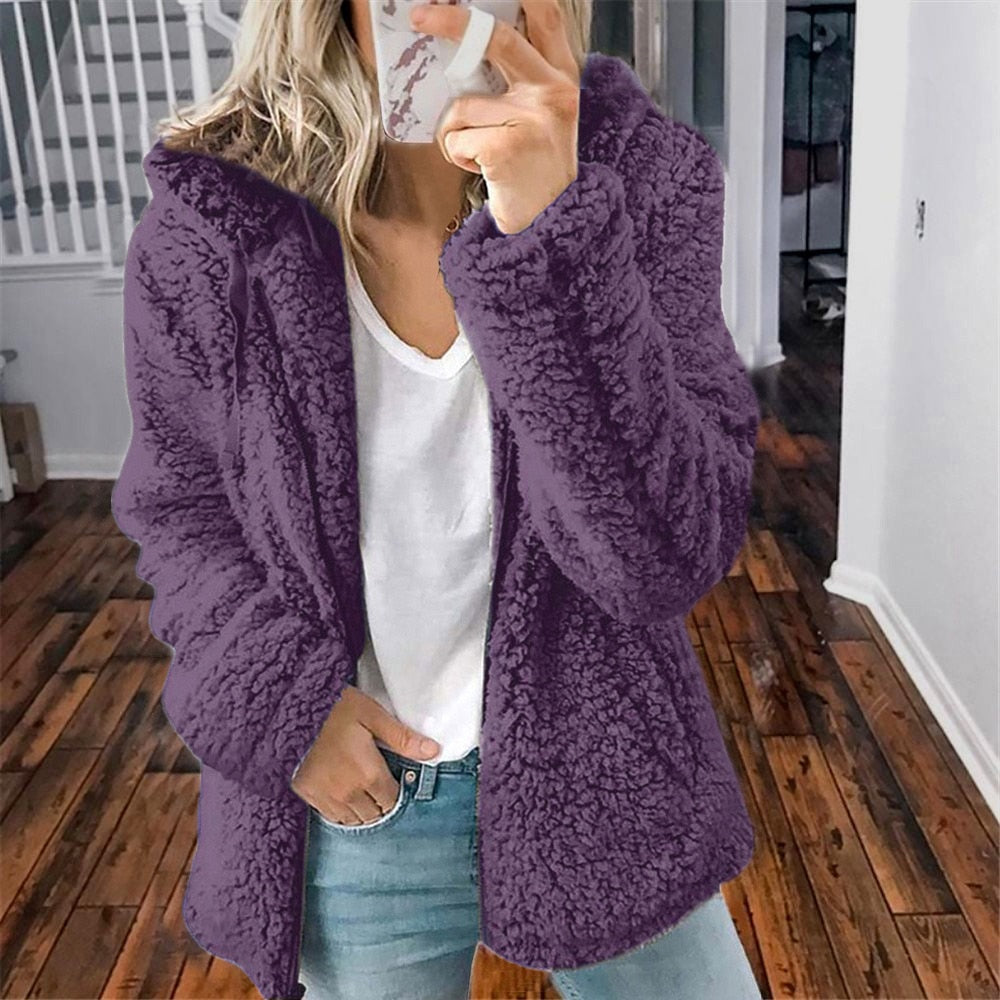 Teddyjacke Mit Kapuze - Lockerer Schnitt Und Taschen
