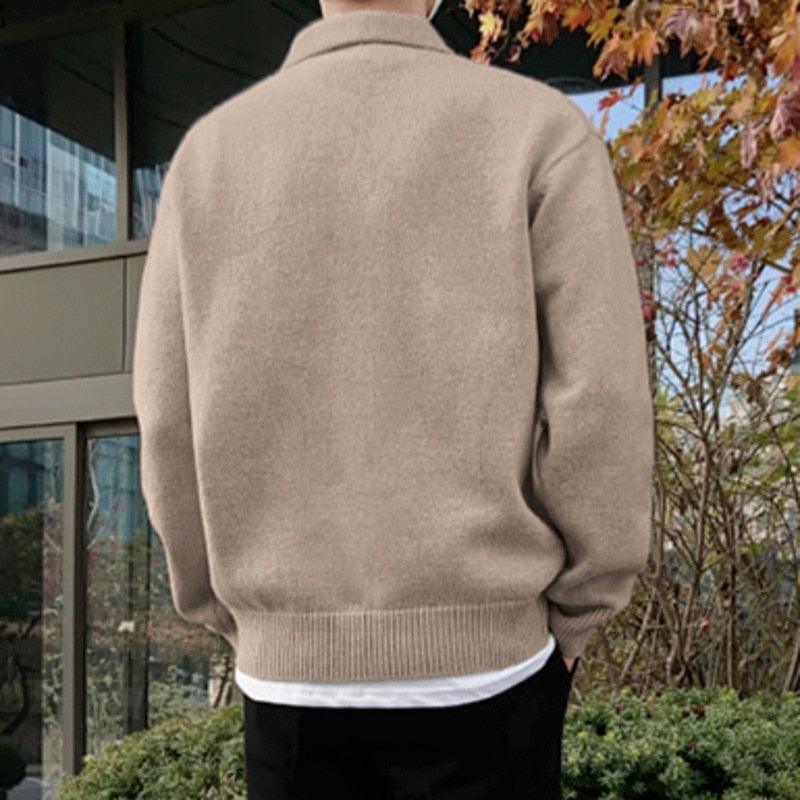 Pullover mit Polokragen - Strukturstrick und Knopfleiste