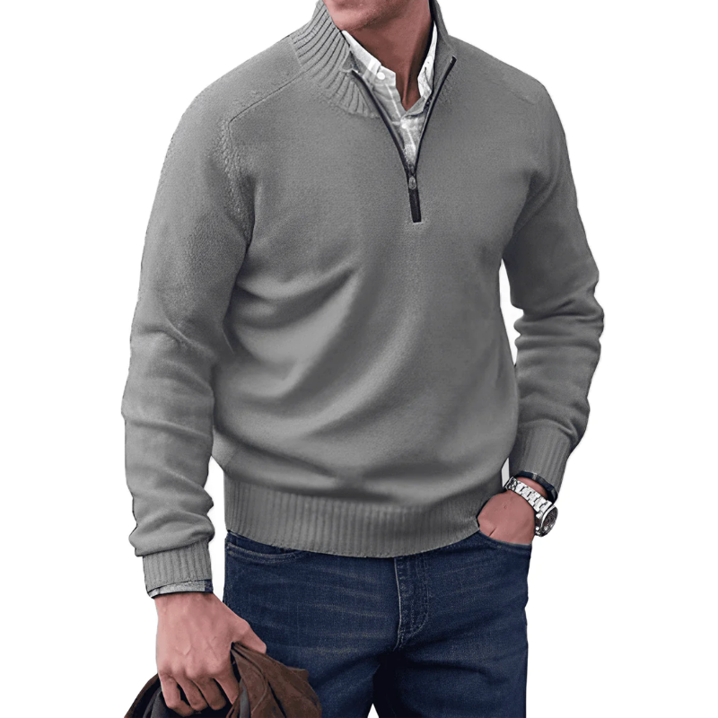 Reißverschluss Pullover | Gerippter Stehkragen
