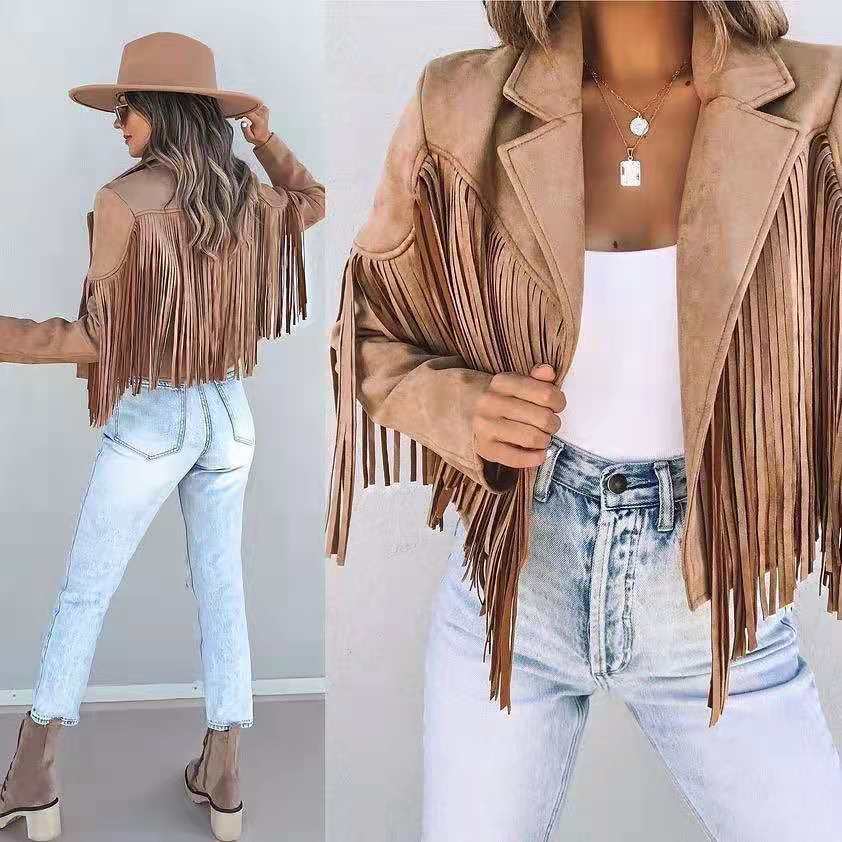 Fransenjacke Kurz - Westernstil mit Schulterdetails
