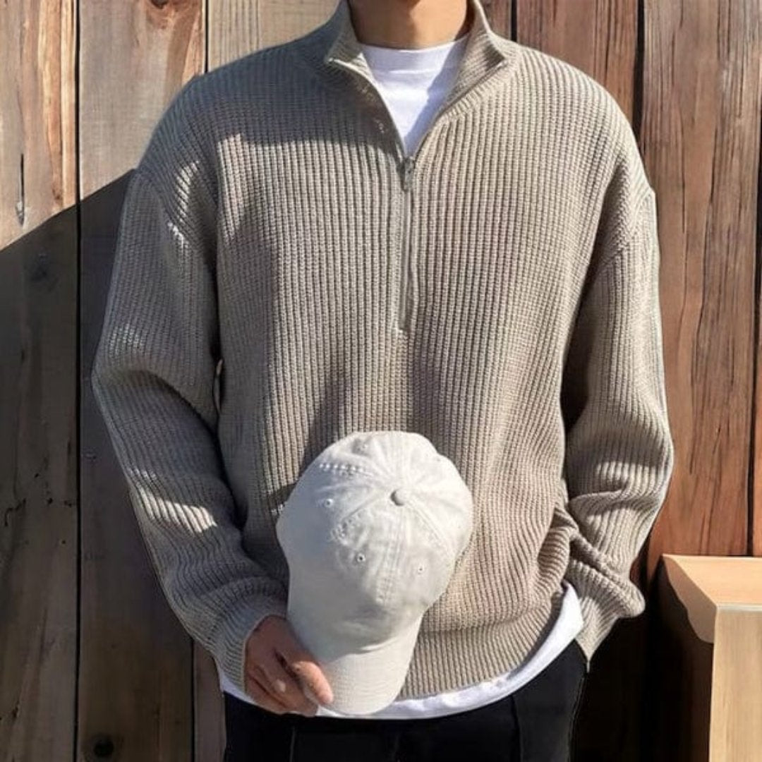 Halbzip Pullover - Strukturierter Schnitt mit Stehkragen