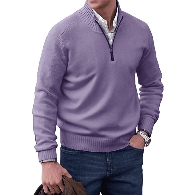 Reißverschluss Pullover | Gerippter Stehkragen