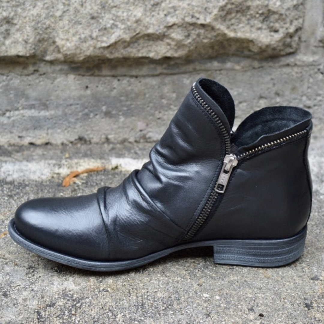 Stiefeletten Mit Reißverschluss | Faltendes Design