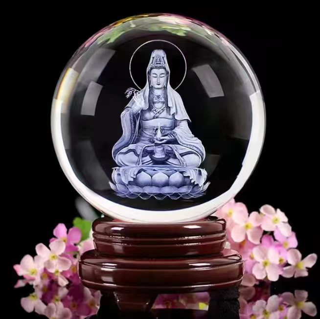 Leuchtende Mondkristallkugel | Nachtlicht Mit Holzsockel USB Aufladbar