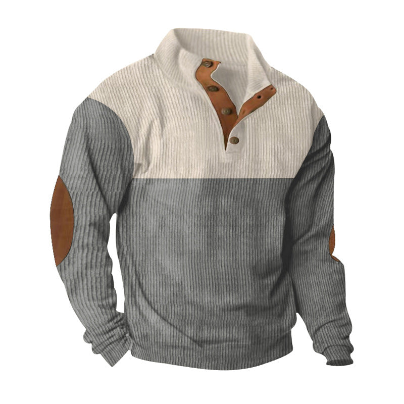 Strickpullover Stehkragen | Knopfleiste Langarm