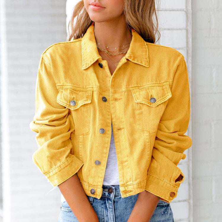 Jeansjacke Kurz - Kastenform mit Knopfleiste